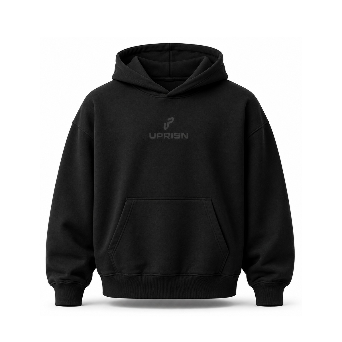 UPRISN Risen. Now Rise. heavyweight hoodie in Black, front